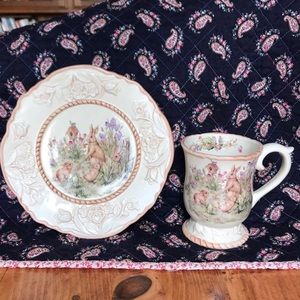 Mug and Plate Set with Rabbits